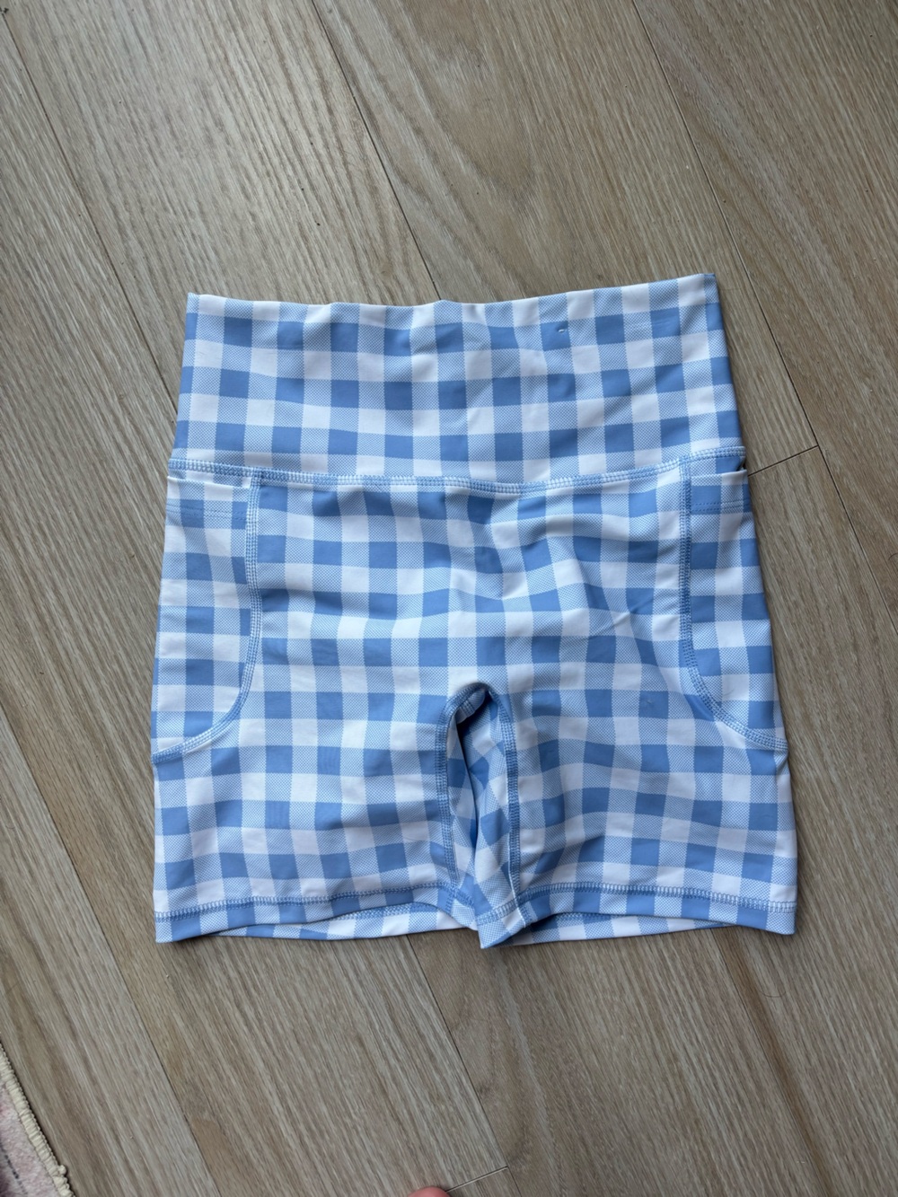 Old Navy Blue and White Gingham Bike Shorts